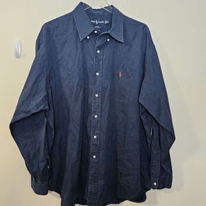 Ralph Lauren Blaire Button Down Shirt 100% Cotton Mens Blue Size XL